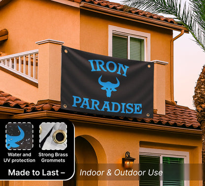 3x5 Ft Iron Paradise Polyester Flag with 4 Grommets - Banner Home Garden Decoration Wall Gym Single Sided Flag - Holiday Party Indoor Outdoor Decor
