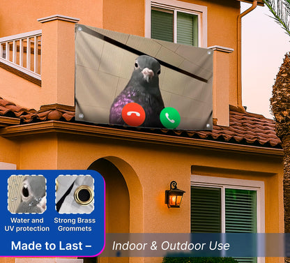 3x5 Feet Meme Flag Funny Dove with Four Brass Grommets - Single Sided Cool Meme Banners for Room - Funny Polyester Tapestry for Guys Bedroom