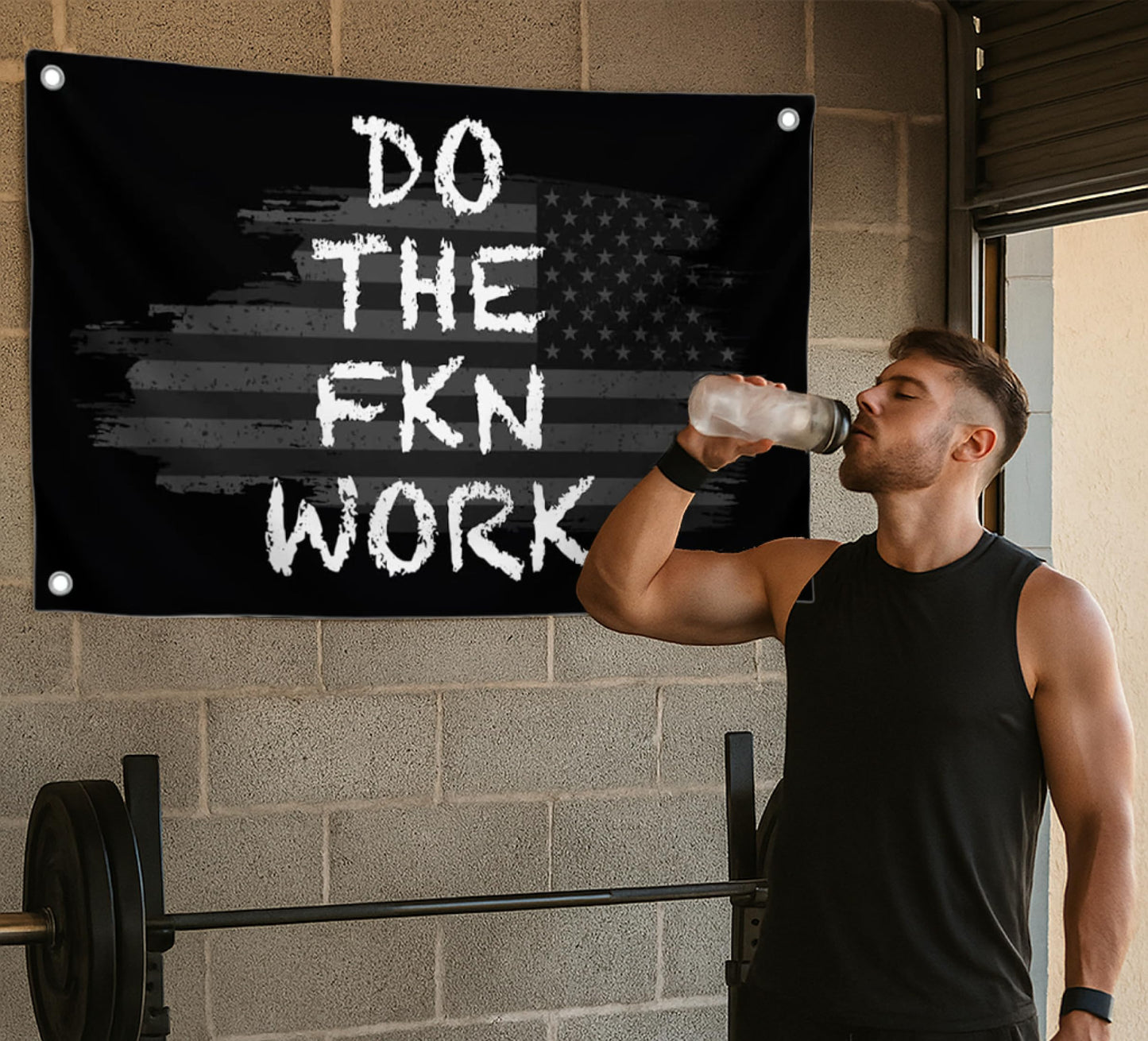 3x5 Ft American Motivation Polyester Flag "Do The FKN Work" with 4 Brass Grommets - Motivational Entrepreneur Single Sided Banner for Office