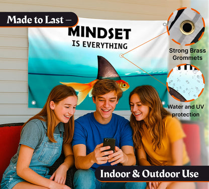 3x5 Ft Motivational Polyester Flag Mindset is Everything with 4 Grommets - Wall Art Single Sided Poster for Home or Office - Inspirational Wall Decor
