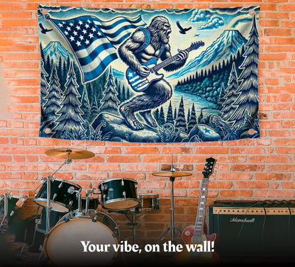 3x5 Ft Single Sided American Bigfoot Polyester Flag with 4 Brass Grommets - USA Decoration Musical Banner for Seasonal Outside or Outdoor