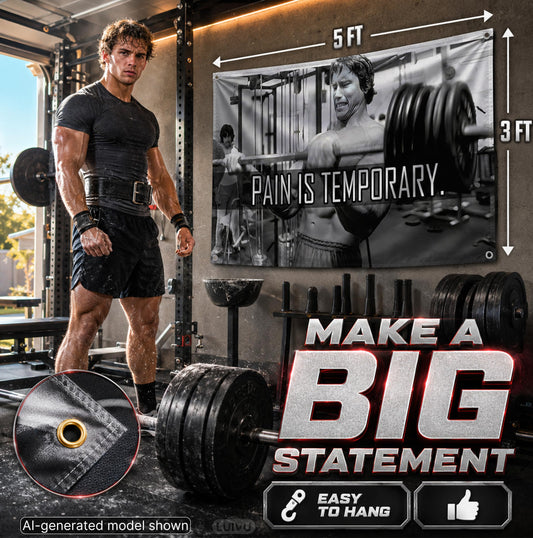 3x5 ft Schwarzenegger Pain Is Temporary Flag – Motivational Gym Banner