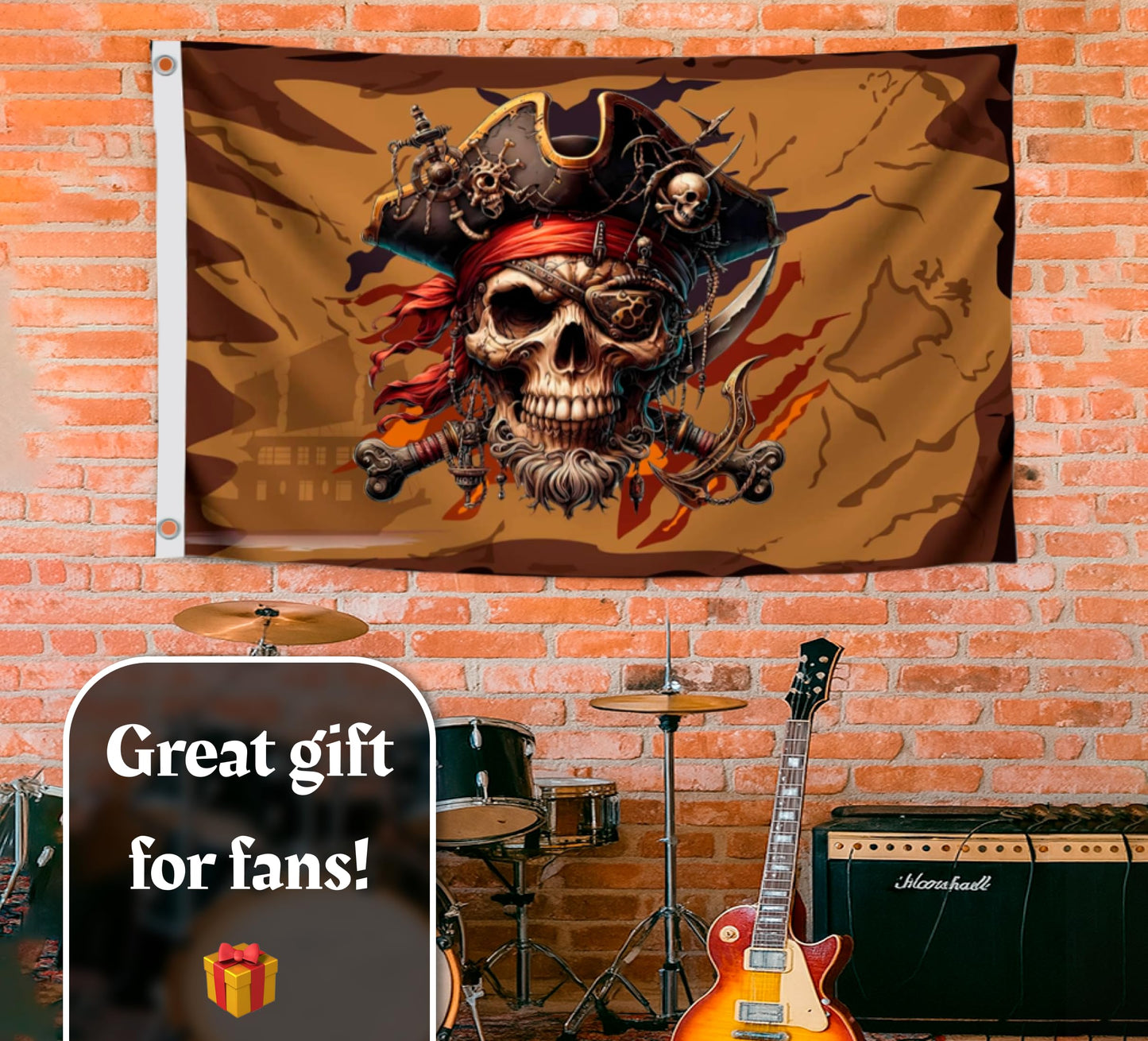 3x5 Feet Pirate Skull Flag with Two Brass Grommets - Pirat Flags Skull and Crossbones for Garden Yard Lawn Patio House - Yard Porch Patio Banner Flags