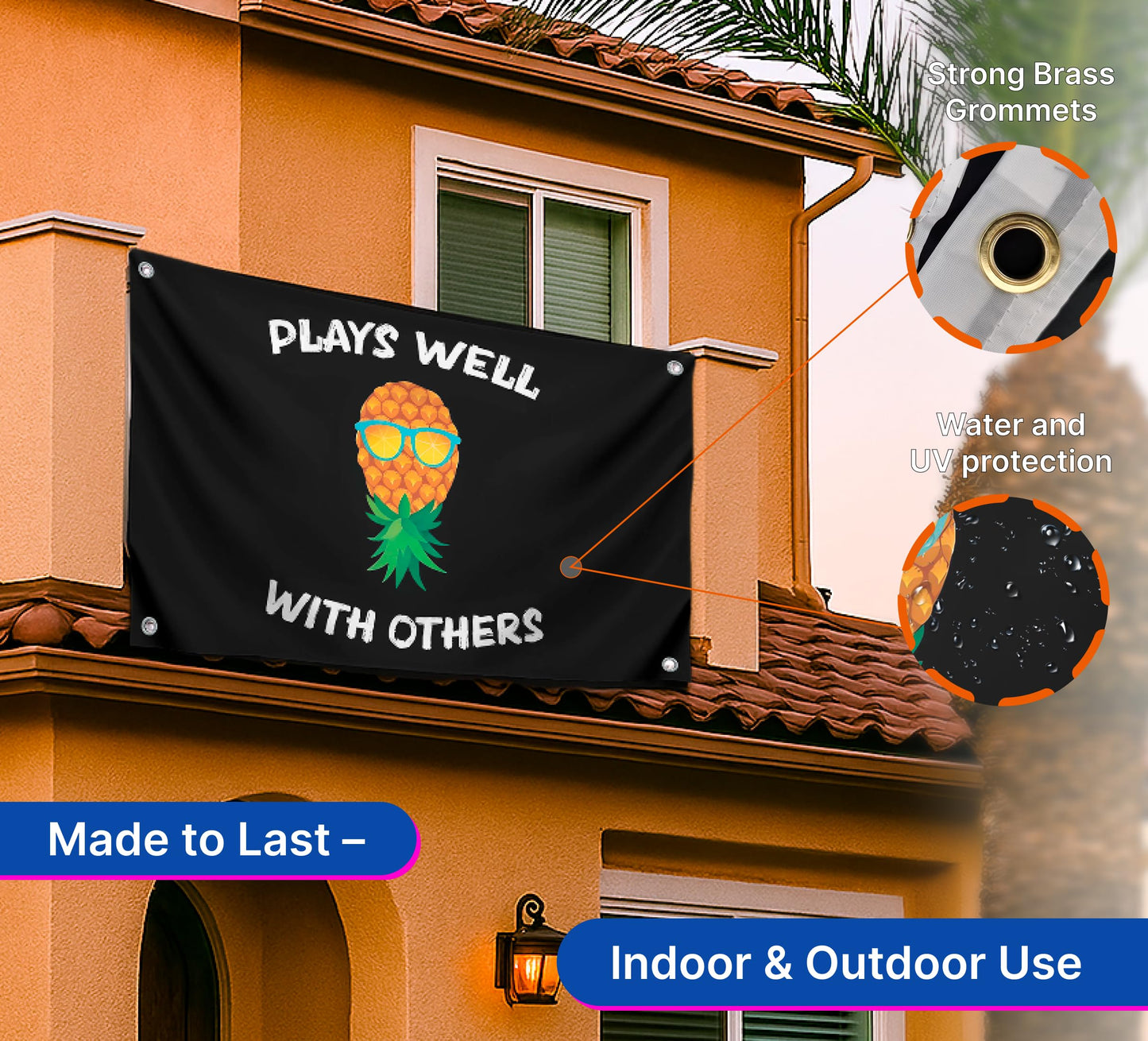3x5 Pineapple Garden Polyester Flag with 4 Brass Grommets - Pineapple Street and Inspirational Wall Decor - Matches well with Other Pineapples Flags