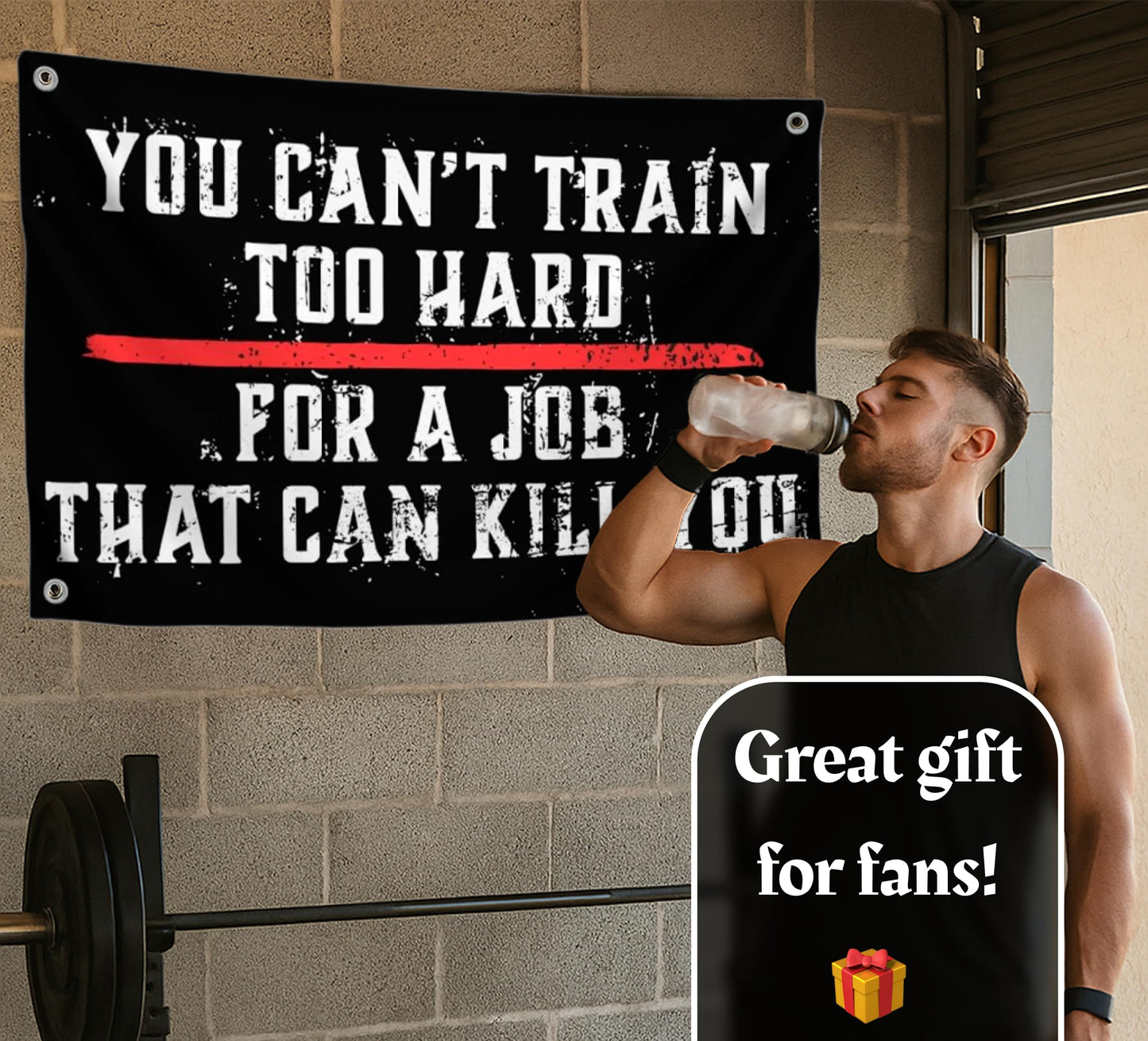 3x5 Ft Motivation Quote Polyester Flag with Thin Red Line You Can’t Train Too Hard for Job That Can Kill You with 4 Grommets - Motiv Fire Station