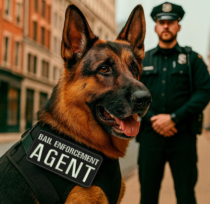 Set of 2 Bail Patches for Enforcement Agent 4x10 and 2x5 Inches - Black and Silver Patch with Hook On Back - Quality Embroidery Patches for Jacke