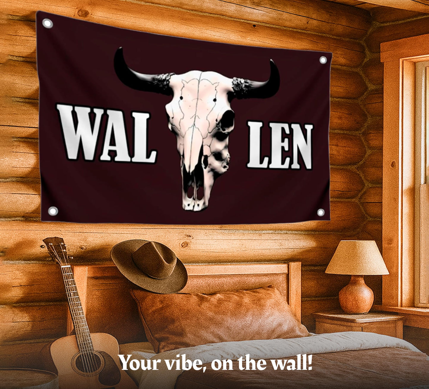 3x5 Ft American Singer Polyester Flag with Four Brass Grommets - Aesthetic Album Covers Wall Music Posters for Bedroom - Bull Skull Tapestry Funny