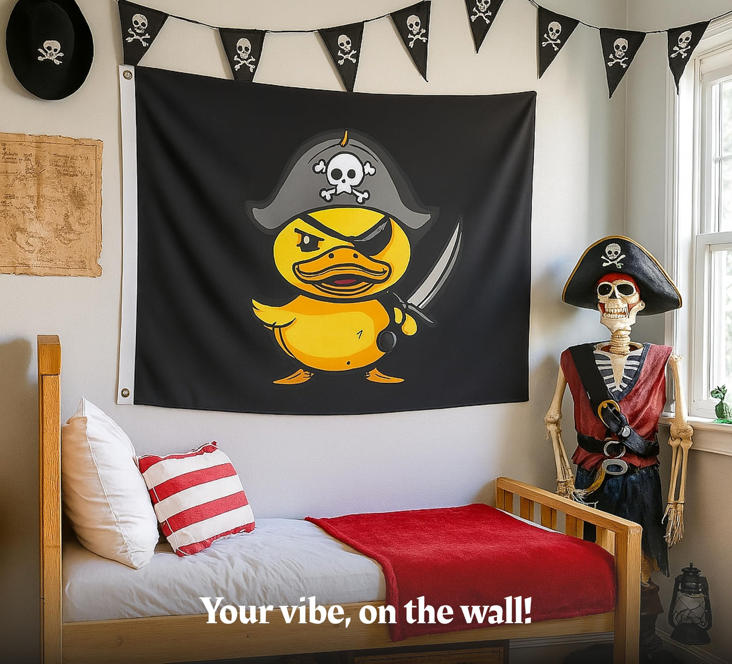 3x5 Feet Pirate Rubber Duck Polyester Flag with Two Brass Grommets - Outside Garden Yard Banner Viking Flag Outdoor Single Sided