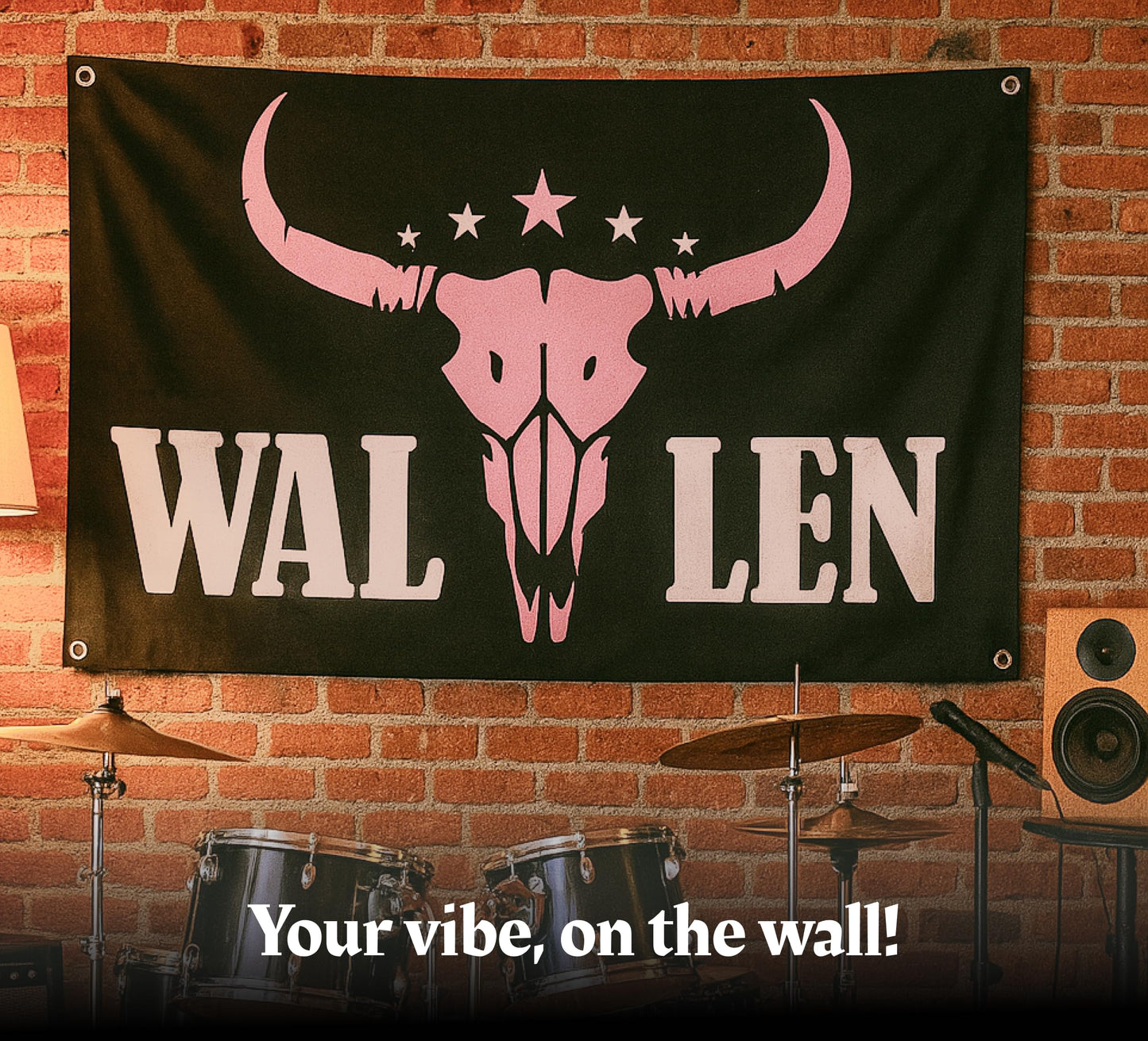 3x5 Ft American Music Polyester Flag with 4 Grommets - Western Pink Bull Skull Single Sided Banners - Man Cave Wall Flag for College Dorm Room