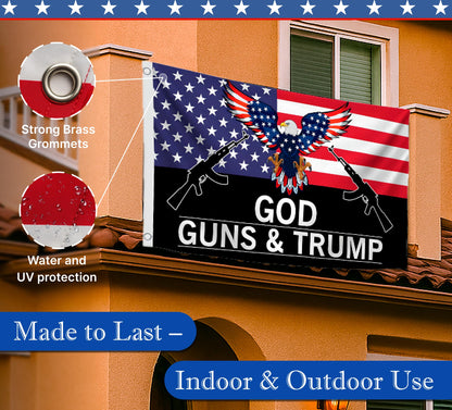 3x5 Feet God Guns And with Two Brass Grommet Polyester Single Sided Flag - US Americans American Eagle Flags. Republican Political Rebel Flags Outdoor