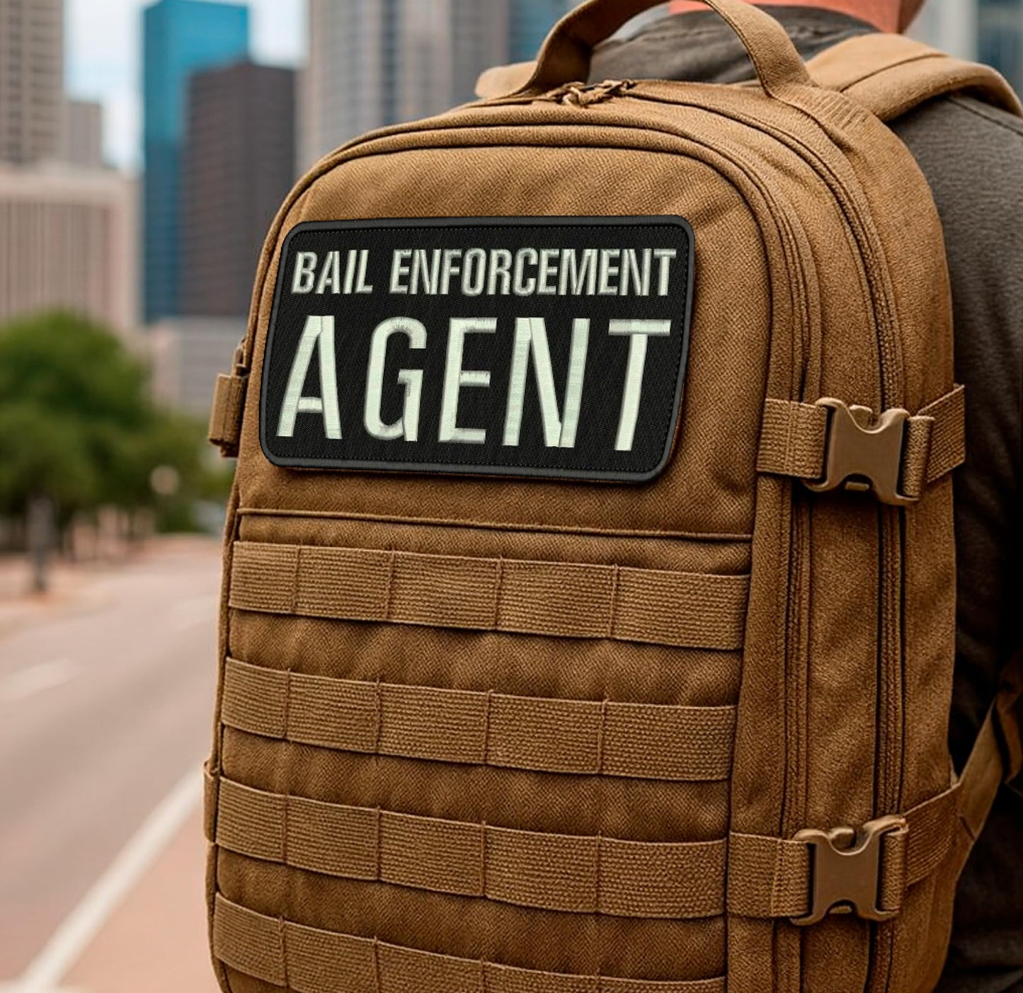 Set of 2 Bail Patches for Enforcement Agent 4x10 and 2x5 Inches - Black and Silver Patch with Hook On Back - Quality Embroidery Patches for Jacke