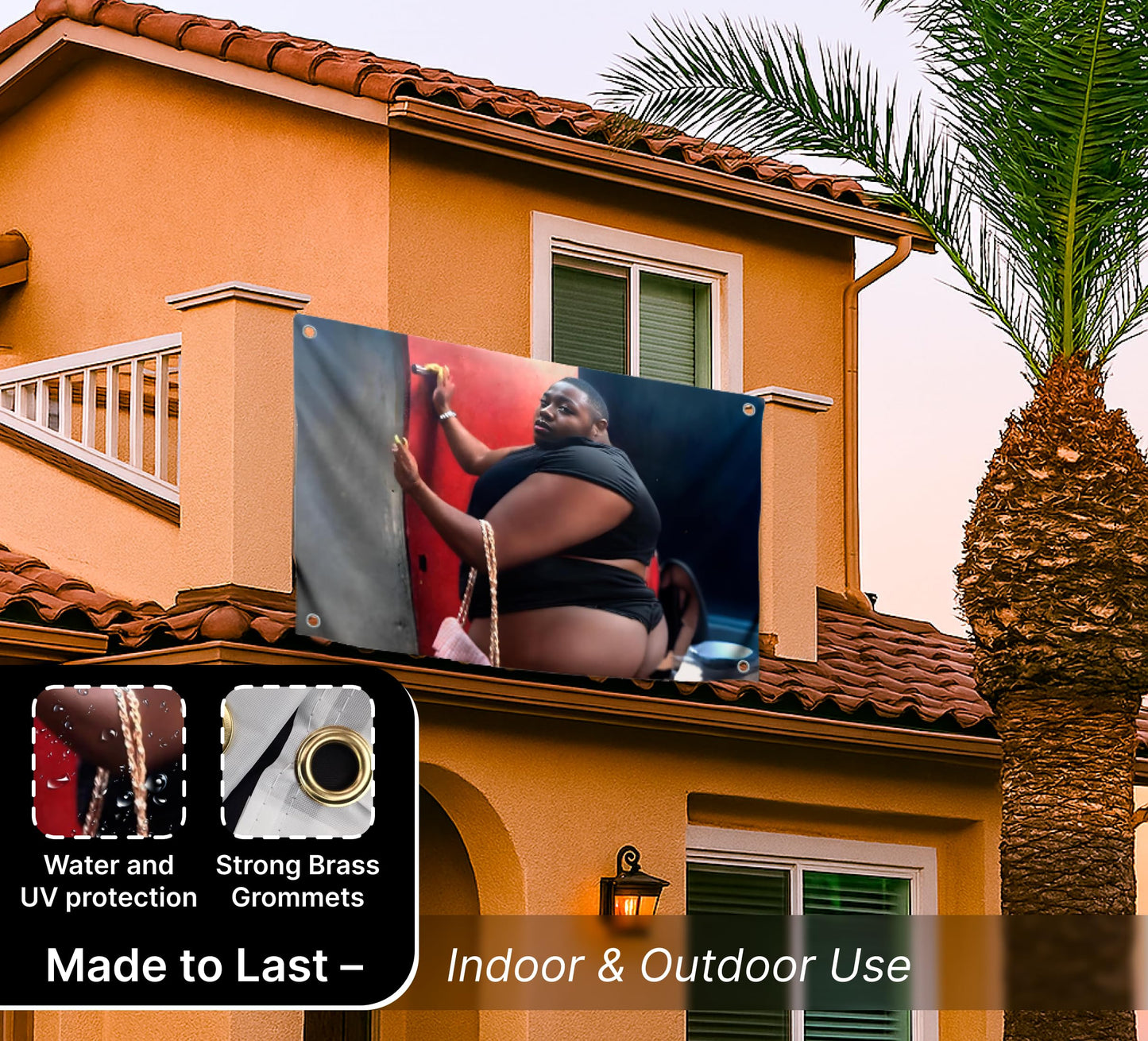 3x5 Feet Funny Black Man in Tight Underwear with Four Brass Grommets - Tapestry Funny Polyester Flag for College Party Indoor and Outdoor Decoration