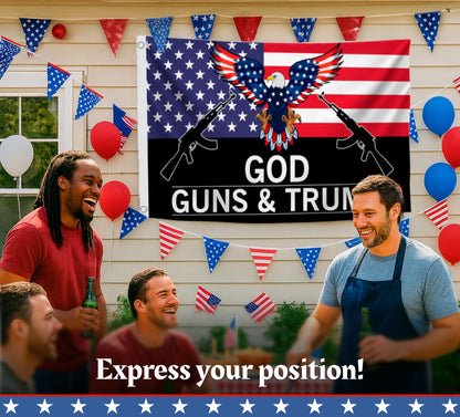 3x5 Feet God Guns And with Two Brass Grommet Polyester Single Sided Flag - US Americans American Eagle Flags. Republican Political Rebel Flags Outdoor