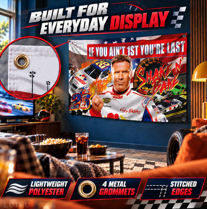 3x5 ft If You Ain't First You're Last Ricky Bobby Flag – Funny Man Cave & Dorm Banner