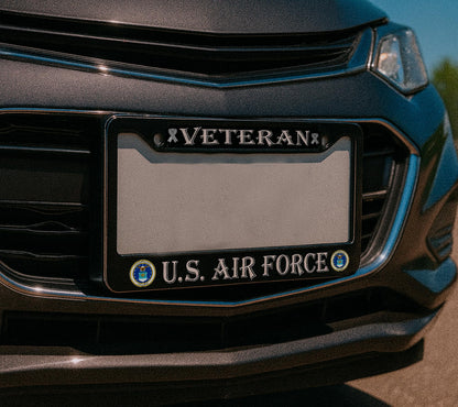 Car License Plate Frame US Air Force Veteran - Standart Cars USA Stainless Steel Frame for Front and Rear
