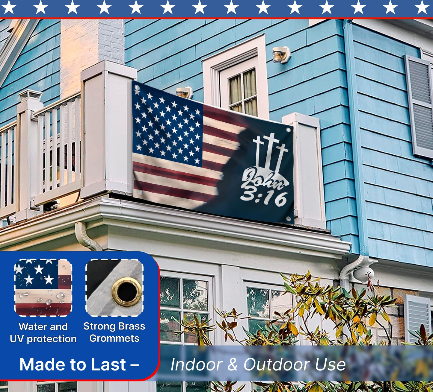 3x5 Ft American Flags Polyester with Two Brass Grommets - Faith Over Fear House Yard Decor Banner. Easter Outdoor or Indoor Flag. Flag for 4th of July