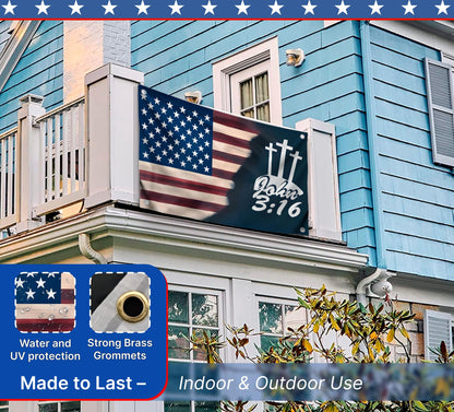 3x5 Ft American Flags Polyester with Two Brass Grommets - Faith Over Fear House Yard Decor Banner. Easter Outdoor or Indoor Flag. Flag for 4th of July