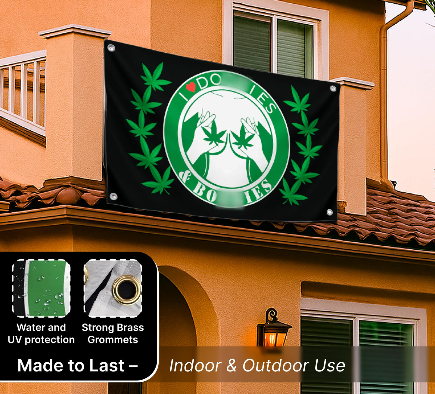 3x5 Feet I Love Doobiess And Boobies Single Sided Flag with 4 Grommets - Cool Funny Flags For Room Guys - Funny Polyester Tapestry Cool Wall Flags