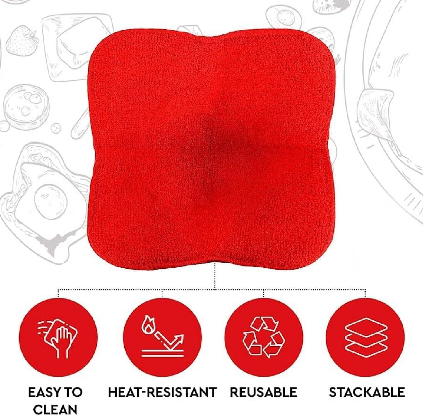 ULVEOL Set of 2 Red Microwave Hot Pads - Pot Holders