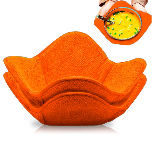 Set 2X Orange 7" sq. x 4" H Microwave Polyester Bowl Cloth Hot Pads Pot