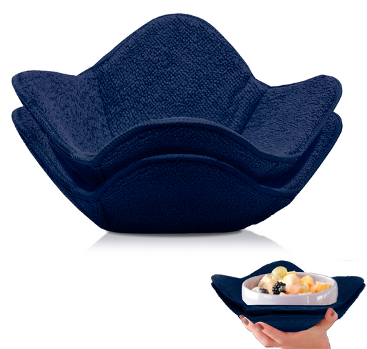 Set 2X Dark Blue 7" sq. x 4"H Microwave Polyester Bowl Holder Potholders