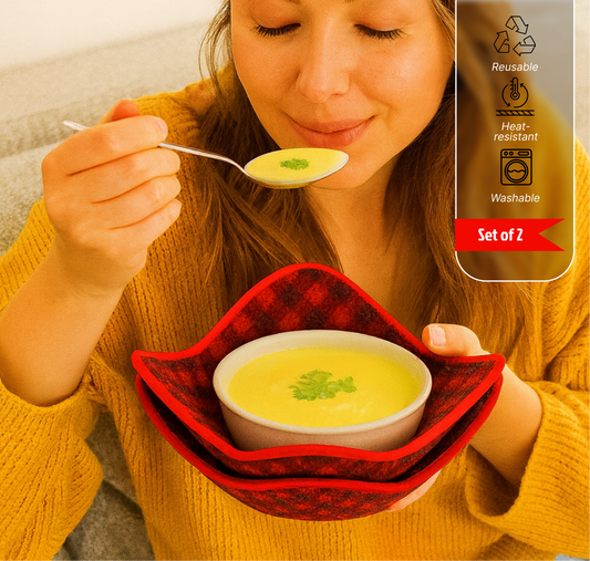 ULVEOL Set 2X Black 7" sq. x 4" H Red Microwave Bowl Cloth Hot Pads