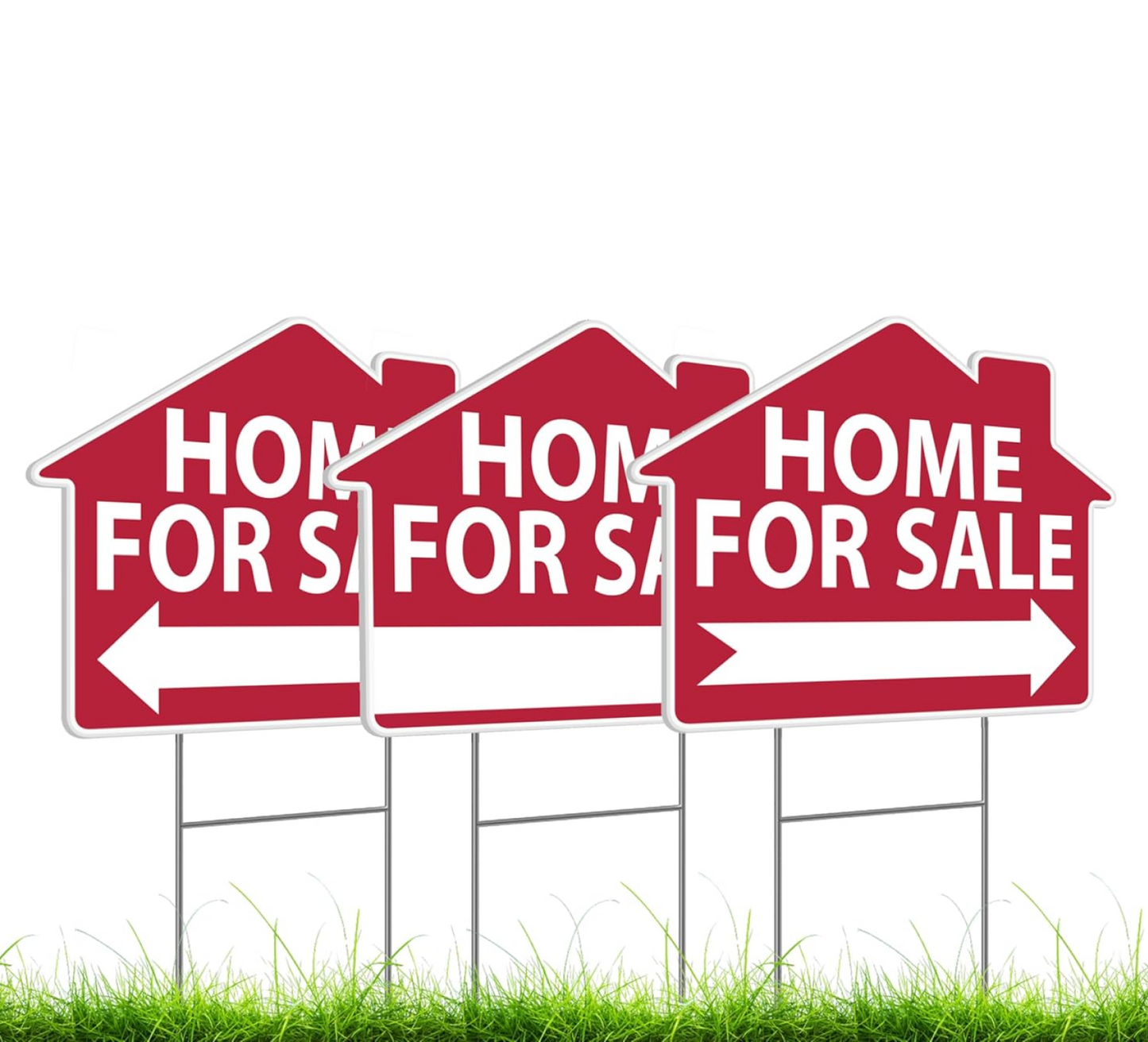 Set of 3 Signs 12x16 Inch For Sale by Owner Small Sign House Sale Advertisement With H-Stakes