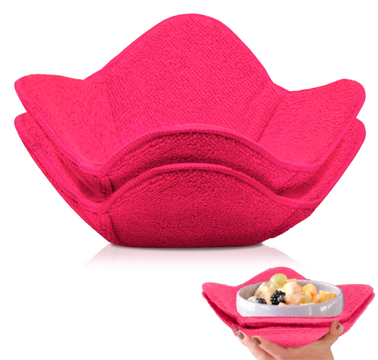 ULVEOL Set 2X Pink 7" sq. x 4" H Inch Microwave Bowl Cloth Hot Pads