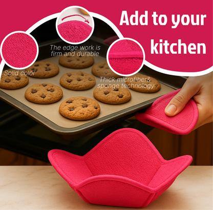 ULVEOL Set 2X Pink 7" sq. x 4" H Inch Microwave Bowl Cloth Hot Pads