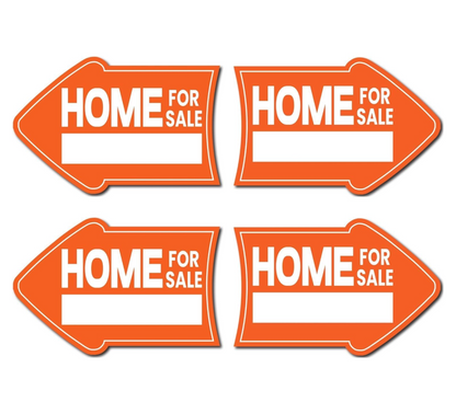 Pack of 4 Home for Sale Sign with Stakes - 12x8 inch Double Sided Home for Sale by Owner Yard Sign