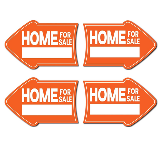Pack of 4 Home for Sale Sign with Stakes - 12x8 inch Double Sided Home for Sale by Owner Yard Sign