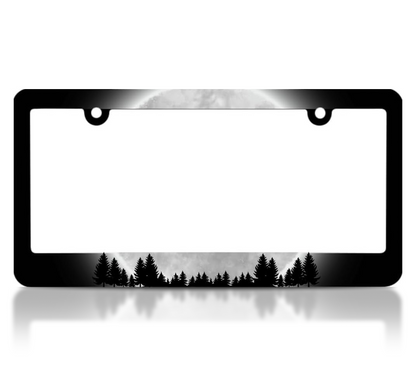 Full Moon Forest License Plate Frame with 2 Holes and Screws Metal Plate Frame with Screws 6x12.25 inch