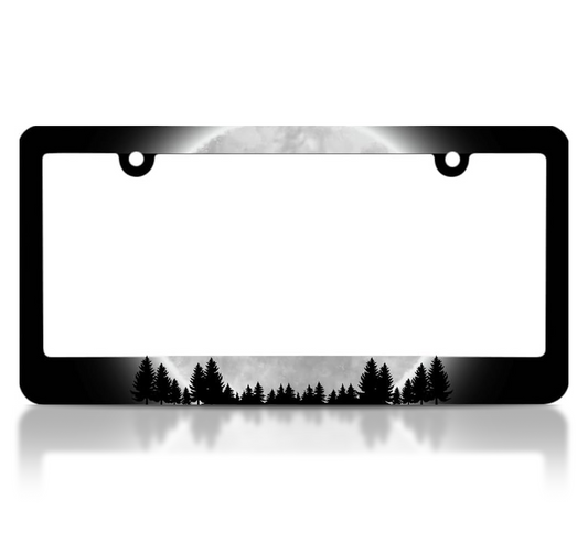 Full Moon Forest License Plate Frame with 2 Holes and Screws Metal Plate Frame with Screws 6x12.25 inch