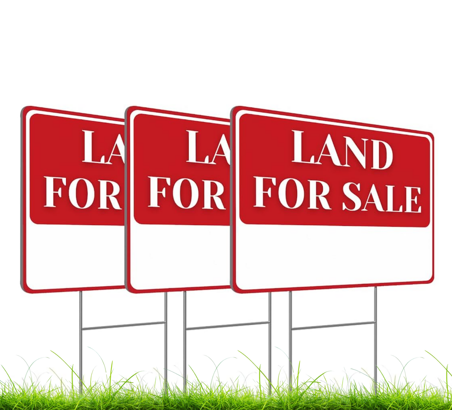 3X Double Sided 12x16 Inches Land for Sale Yard Sign with Metal Stakes