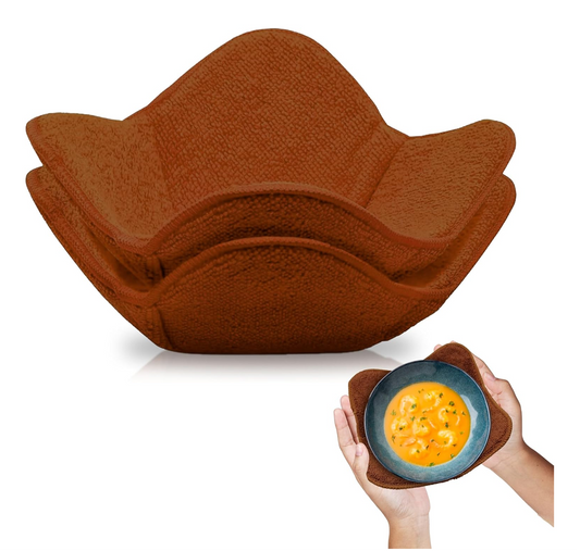 Set of 2 Microwave Bowl Cloth Hot Pads with Brown Color
