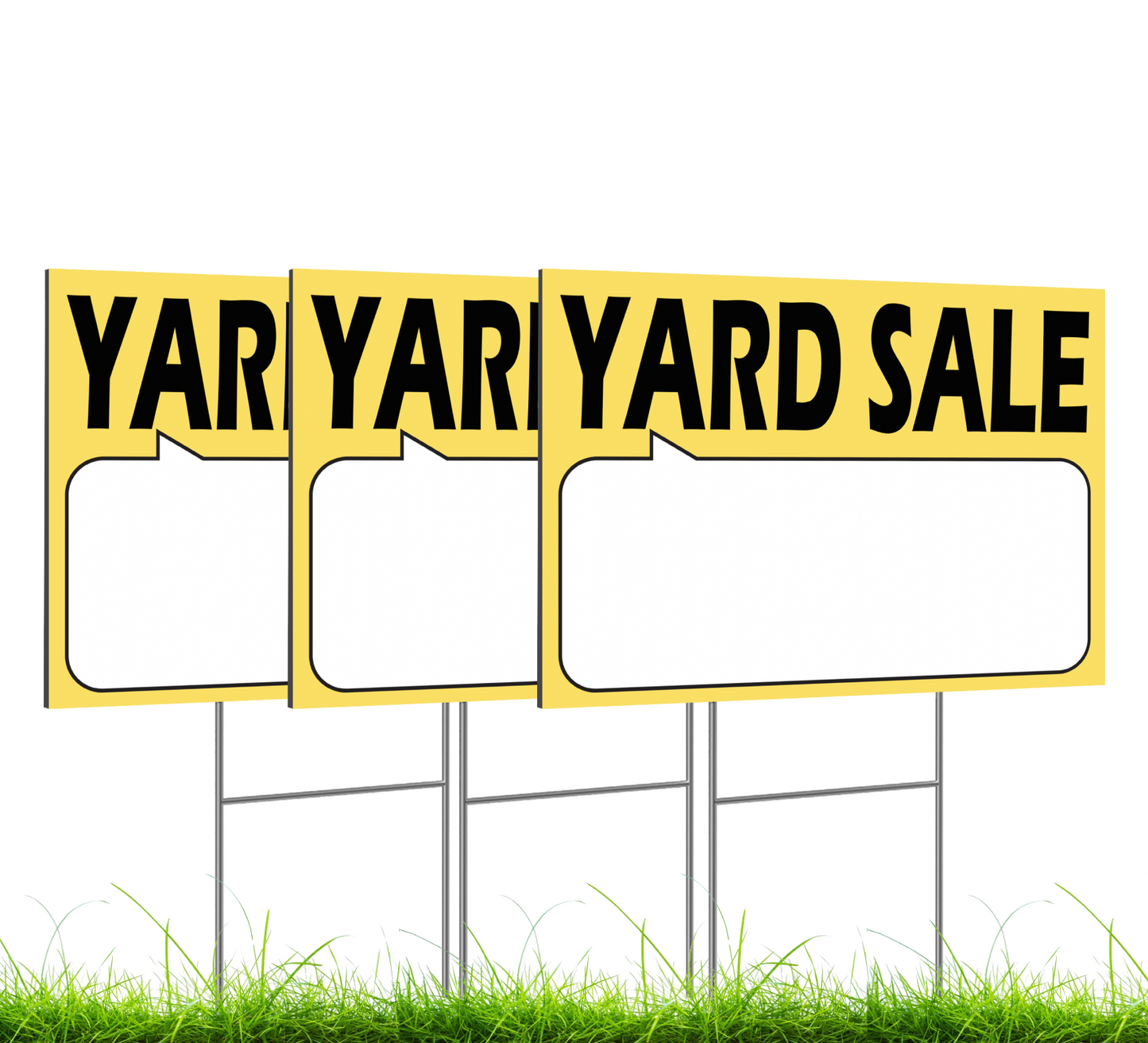 Set of 3 Double Sided 12x16 Inches Plastic Yard Sale Signs with Metal H-Stakes